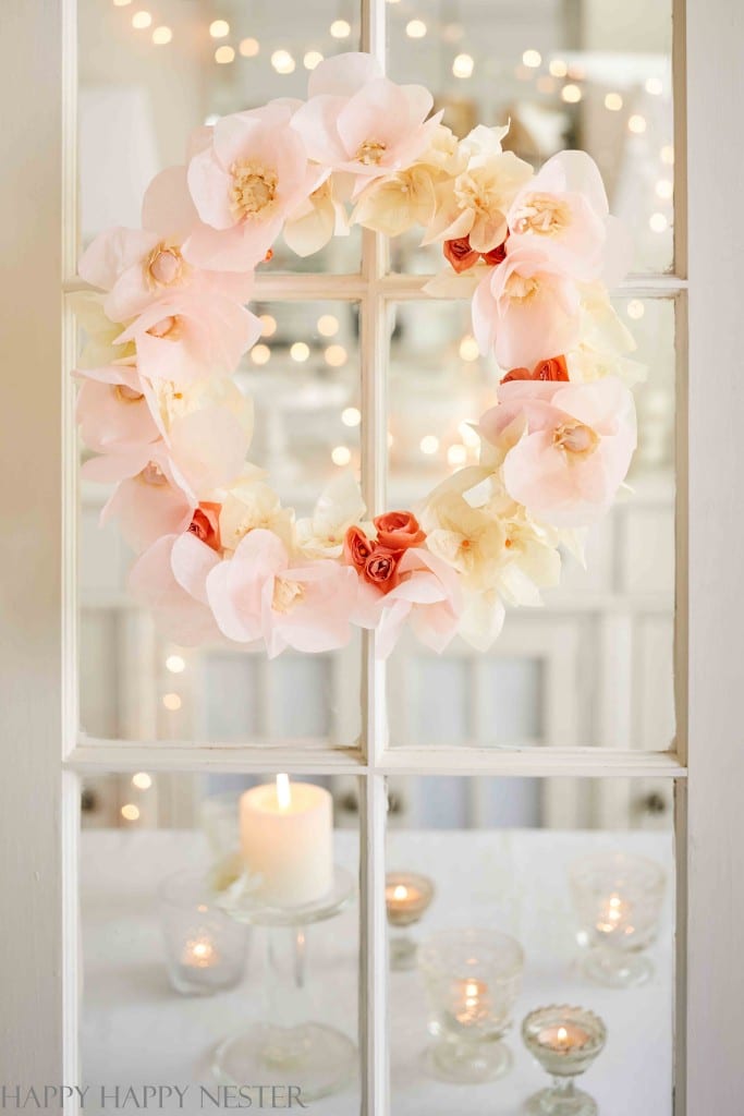 Valentines paper flower wreath