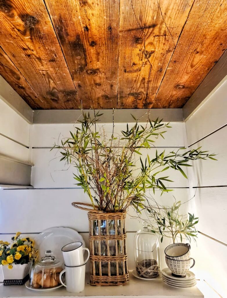 hallway refresh with cedar planks from architectural salvage yard