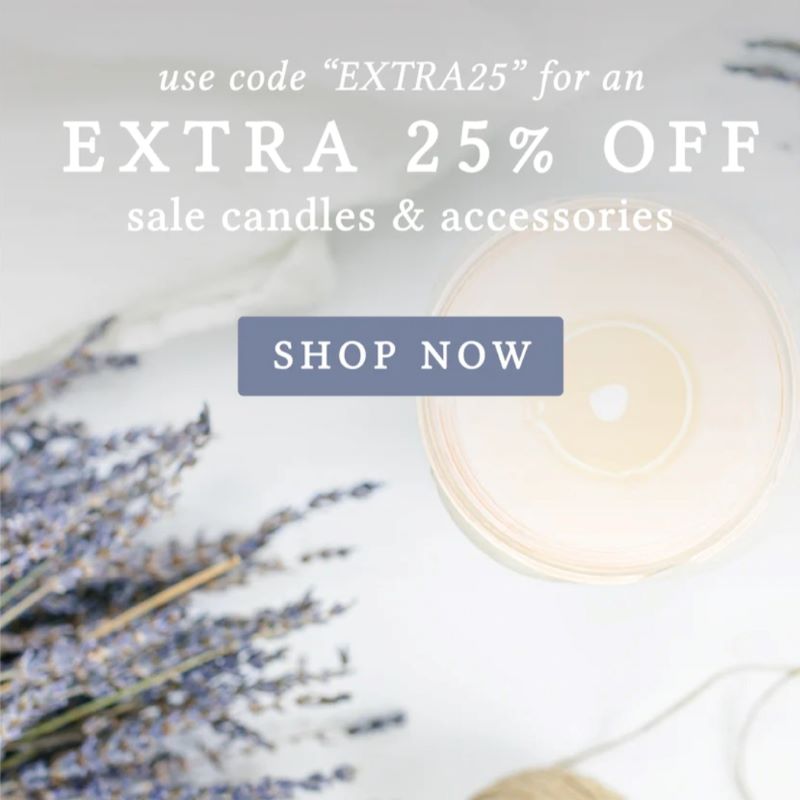 extra 25% off candles