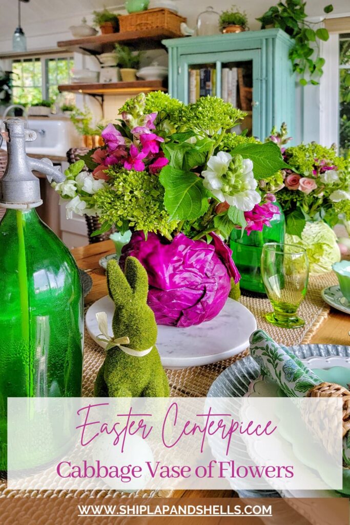 Easter Centerpiece Cabbage Vase of Flowers