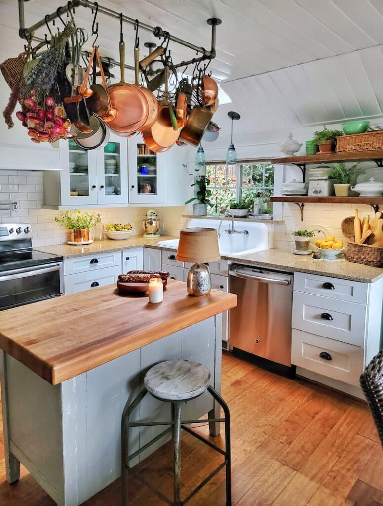 cottage-style kitchen with early spring home décor
