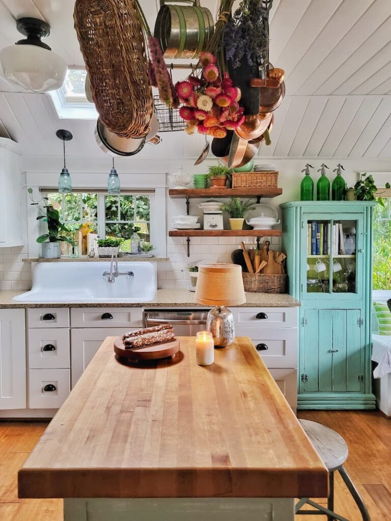 cottage-style kitchen with early spring home décor