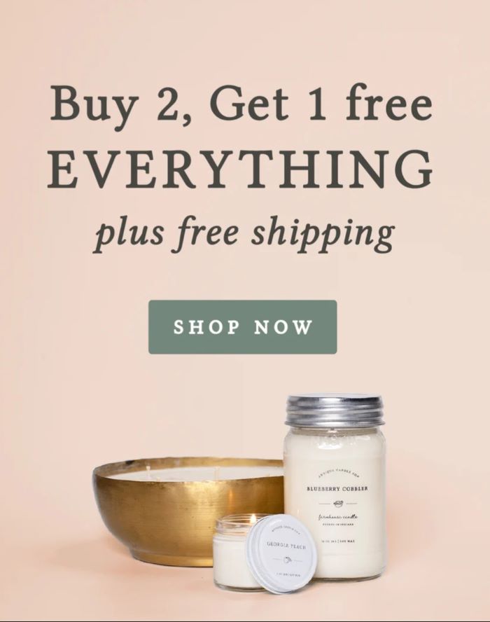Antique Candle Co. sale buy 2 get 1 free