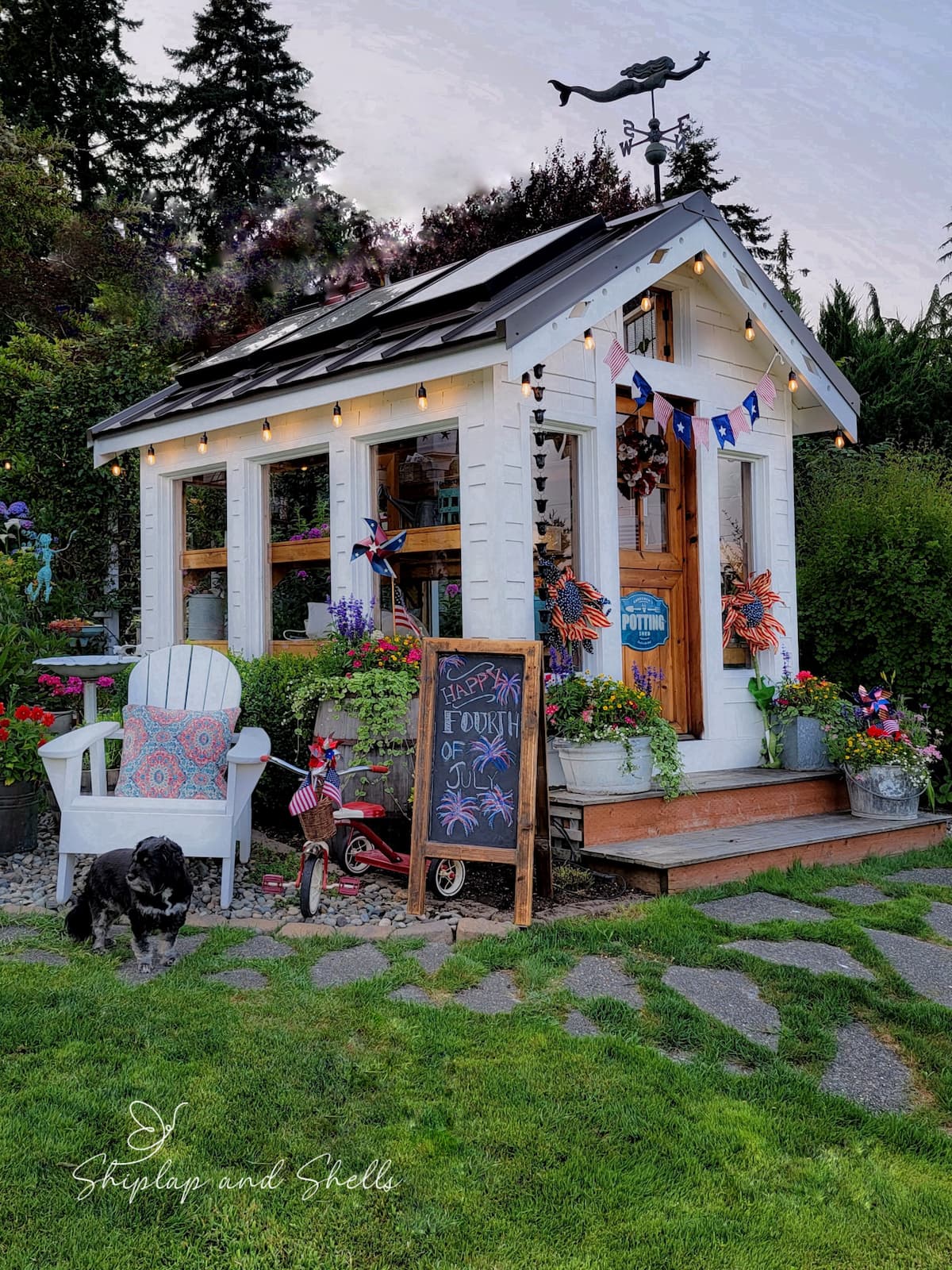 Patriotic Outdoor Decorating Ideas for the 4th of July - Shiplap and Shells