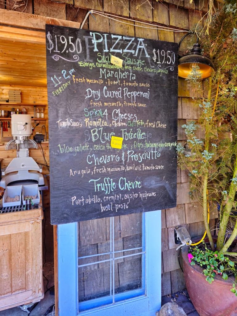 Salt Spring Island Cheese pizza sign