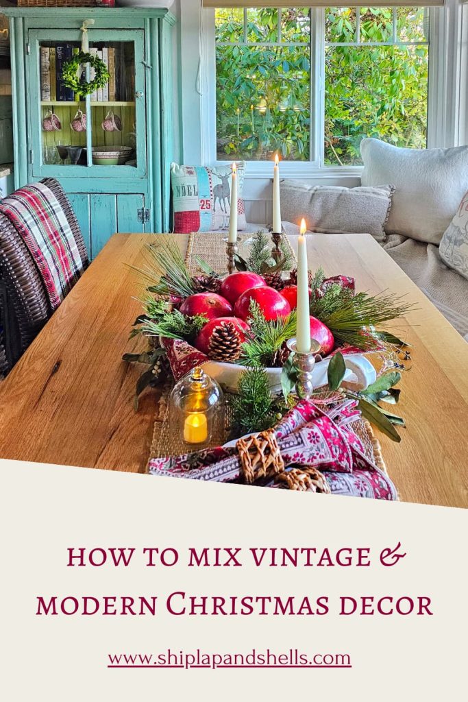 how to mix vintage and modern Christmas decor graphic