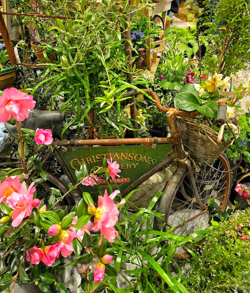 Christianson's Nursery vintage bike and flower plants