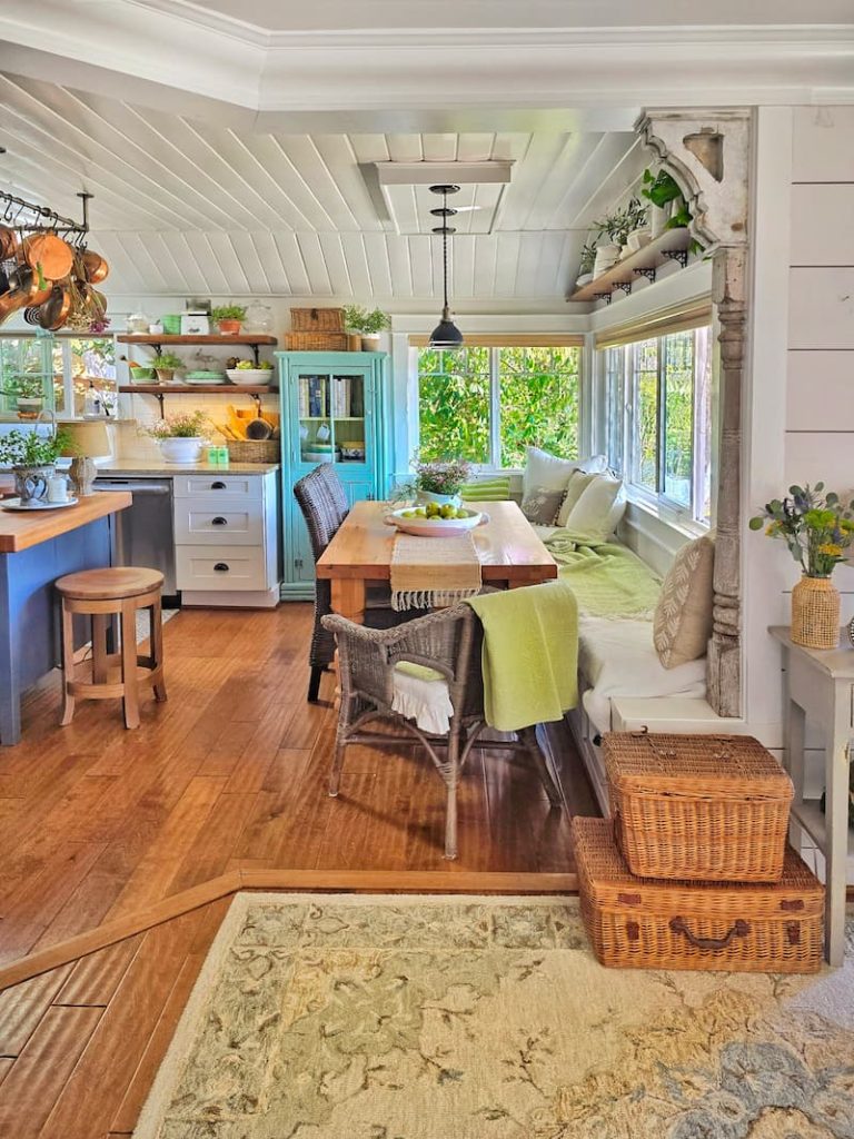 cottage kitchen decorated for spring