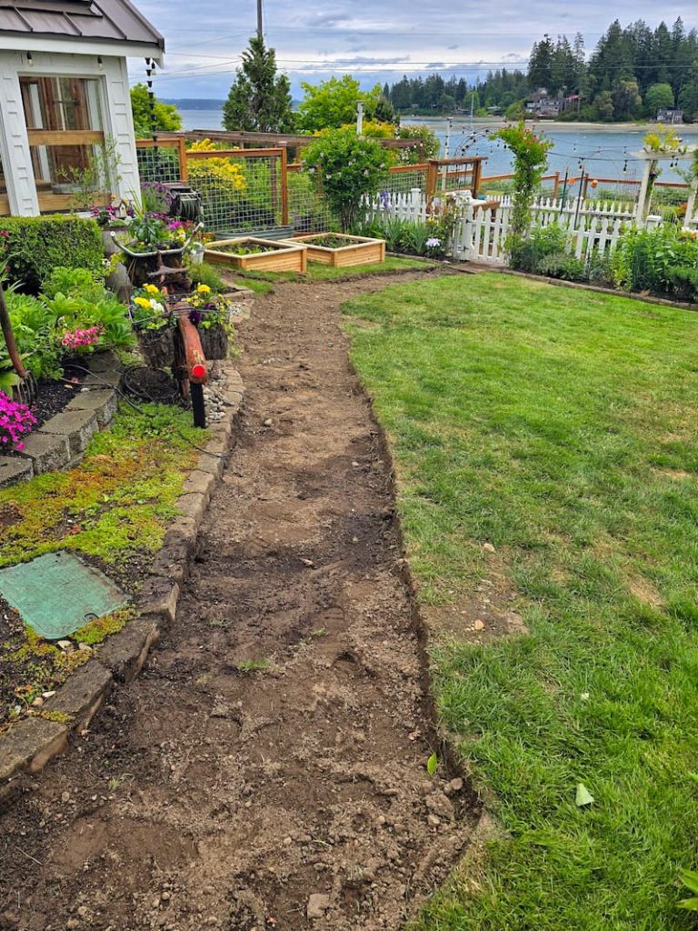 yard project creating a new pathway