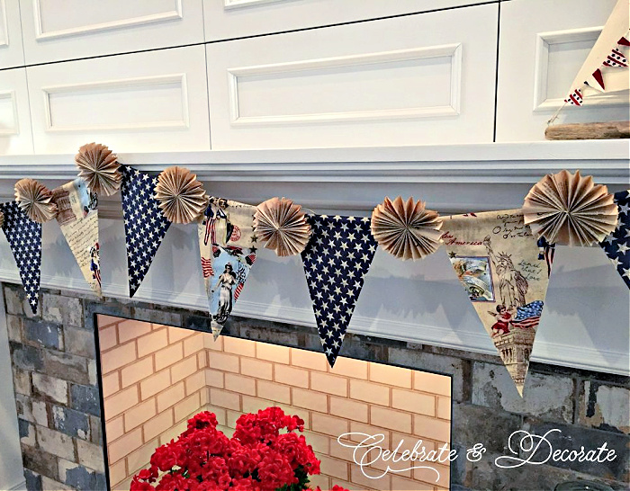 4th of July fabric banner with different patterns Celebrate and Decorate