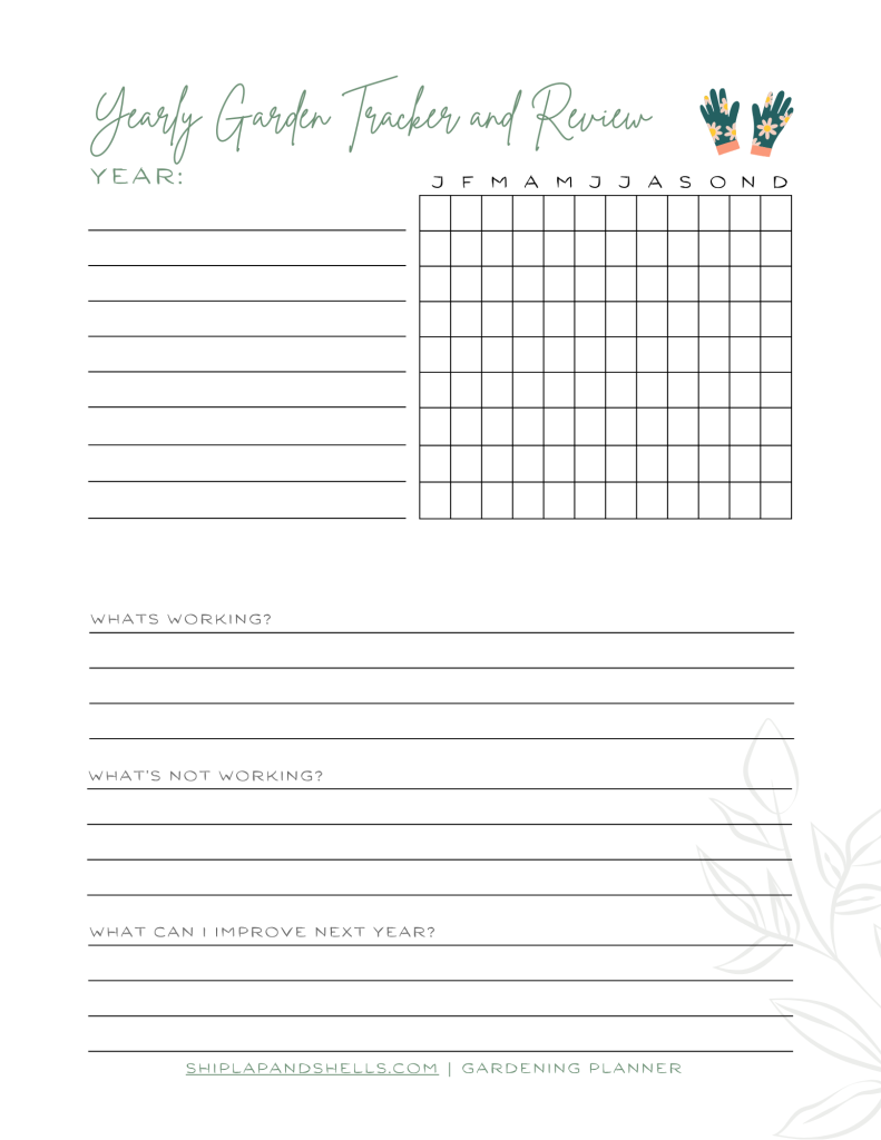 Using a Gardening Journal: yearly garden tracker