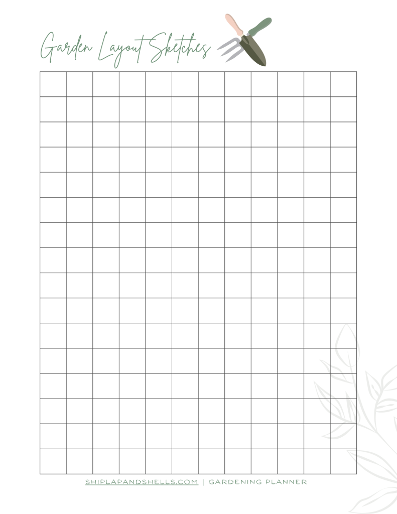 Using a Gardening Journal: garden layout sketch template