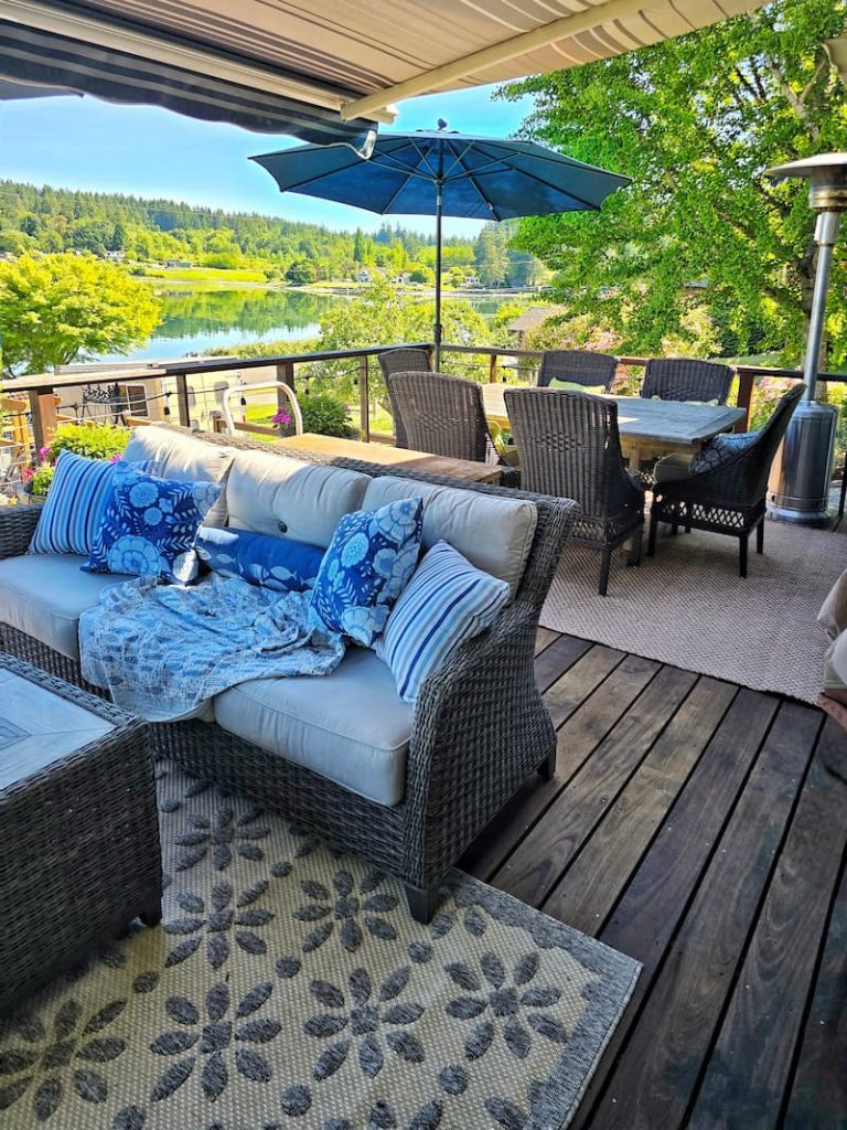outdoor living space on deck