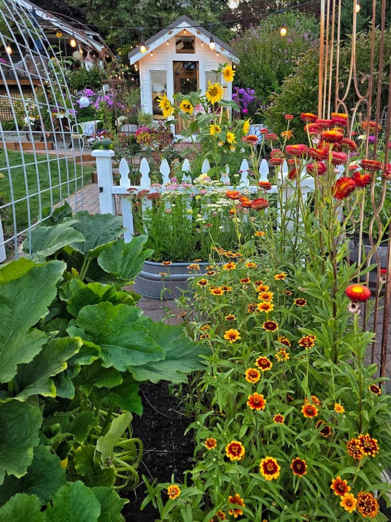 greenhouse and cut flower and vegetable garden