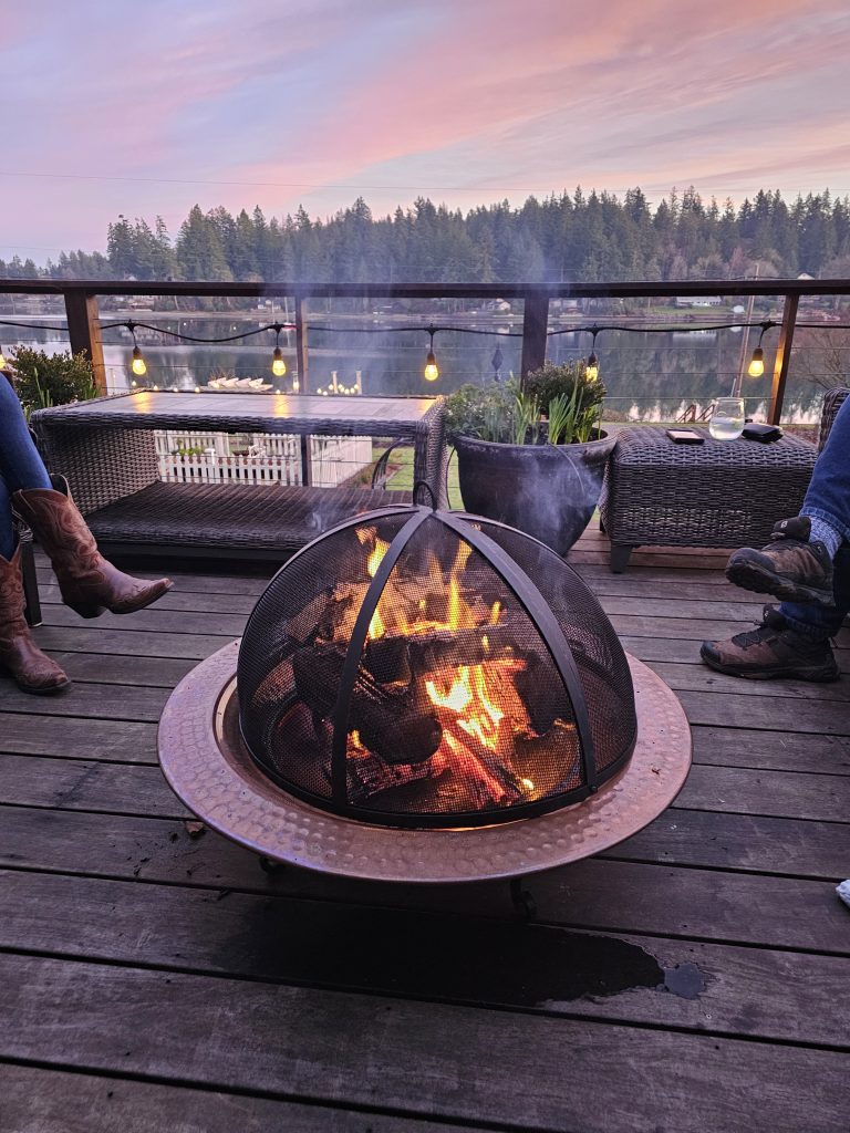 outdoor space with firepit to stay warm in the winter