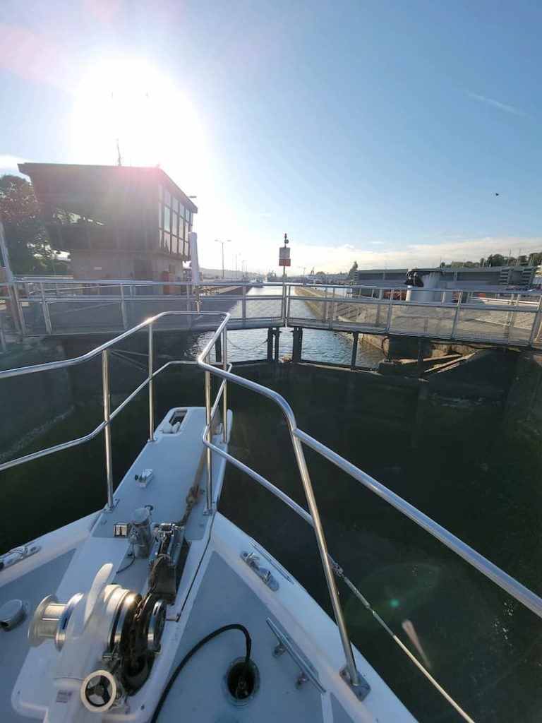 going through the Ballard Locks with our boats