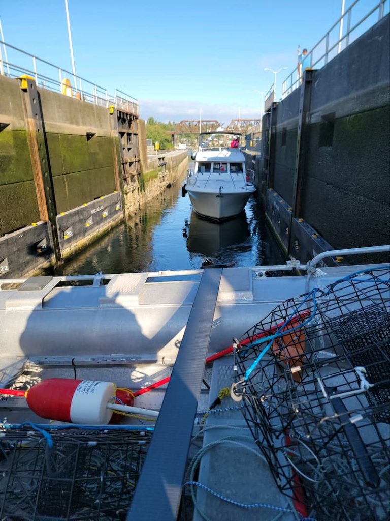 going through the Ballard Locks with our boats