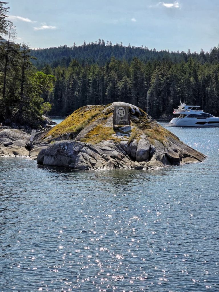 The entrance to Melanie Cove