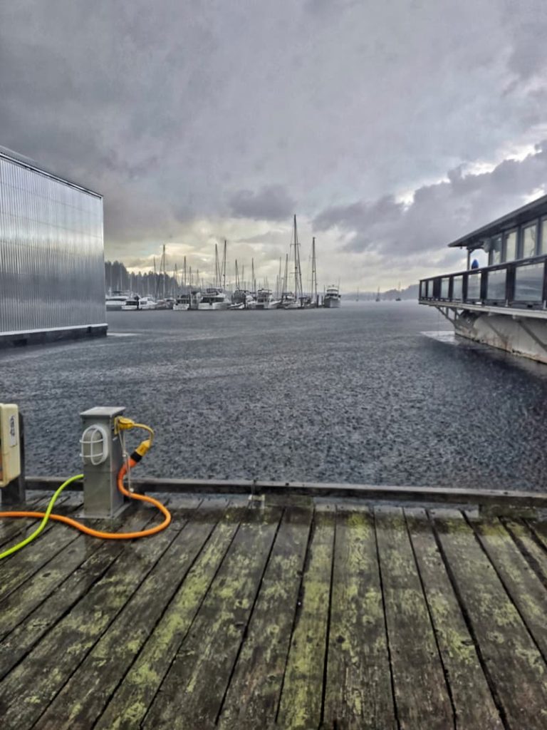 Ladysmith yacht club during a thunderstorm