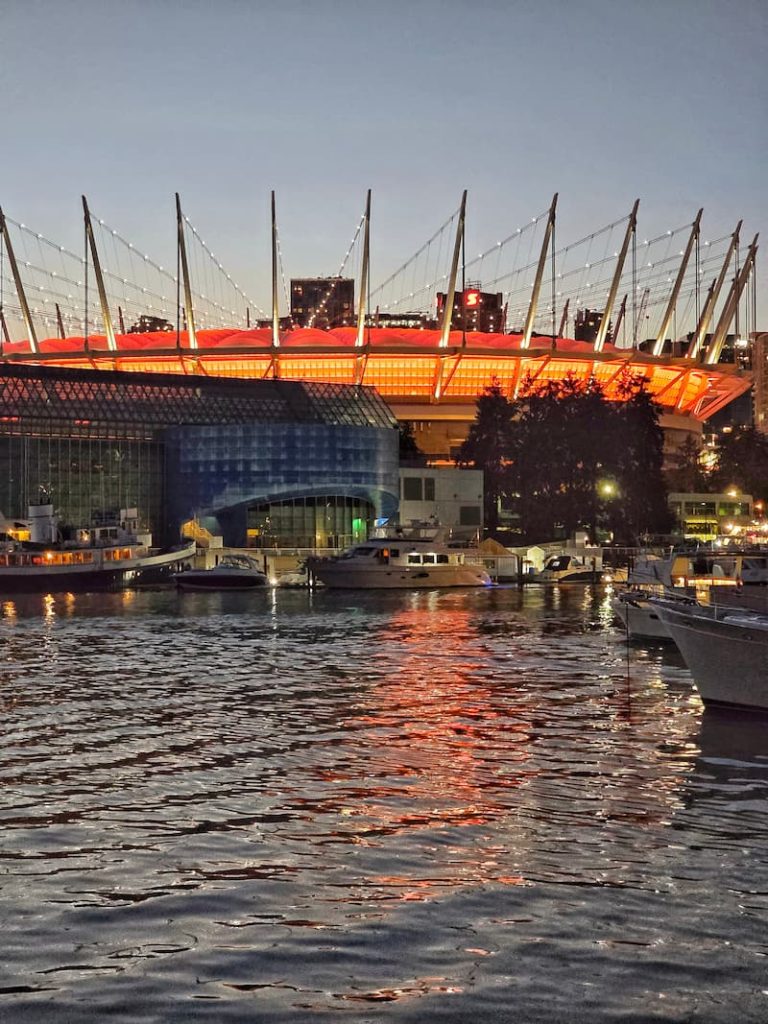 B.C. Place stadium with orange lights