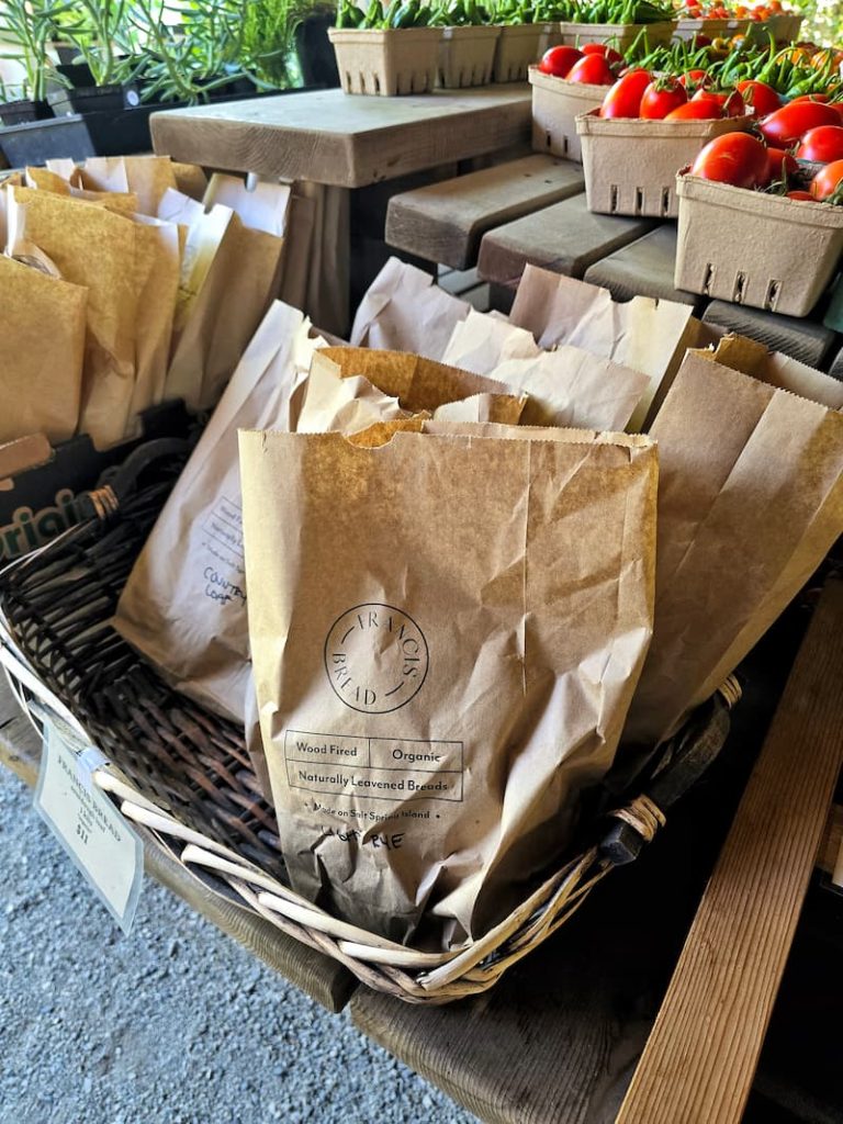 Stowel Lake Farm Stand selling bread