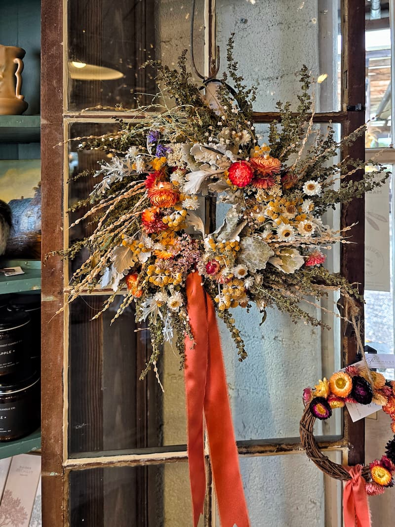 fall wreath with dried flowers