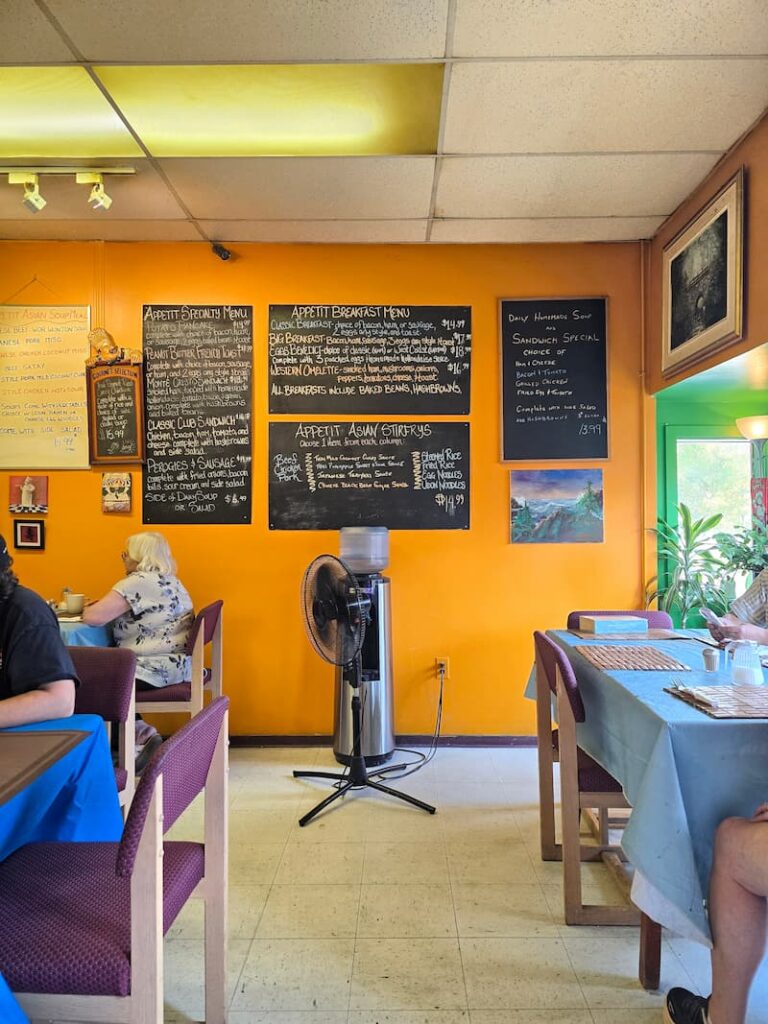 restaurant orange wall with chalkboard menu