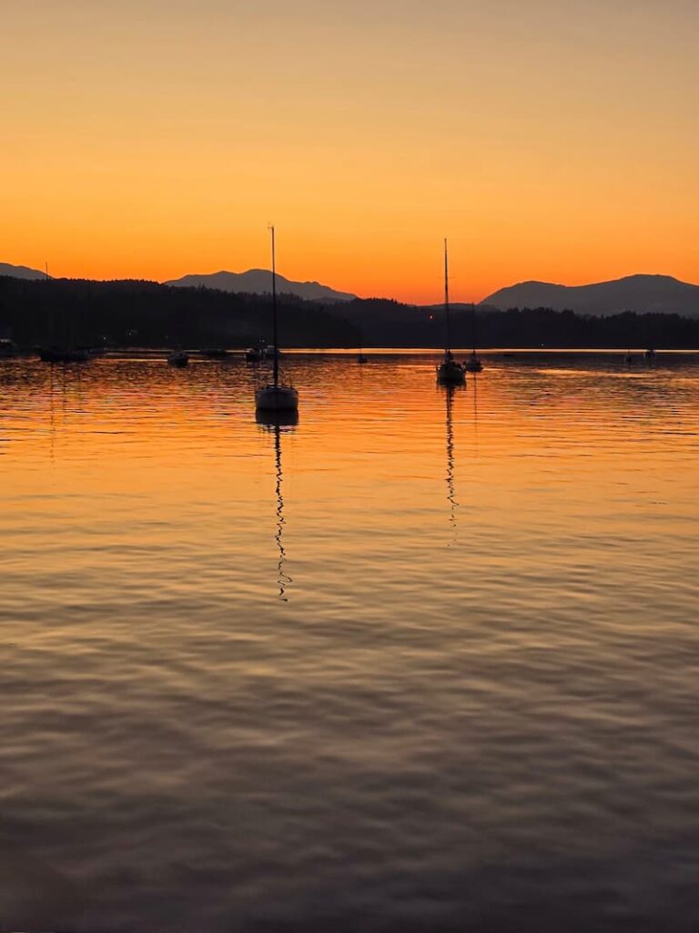 sunset view from the boat in Ladysmith