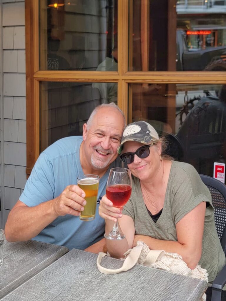 enjoying a cocktail in Snug Harbour