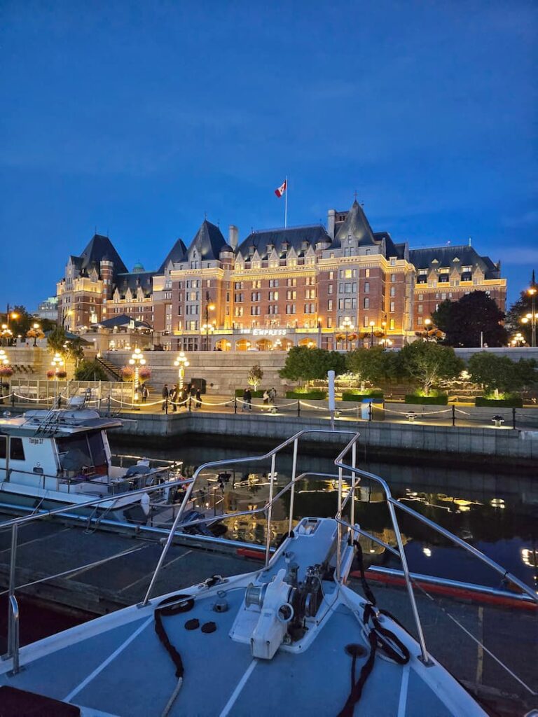 The Empress hotel in Victoria in the evening