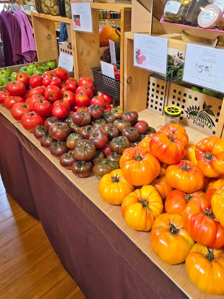 several varieties of tomatoes for sale