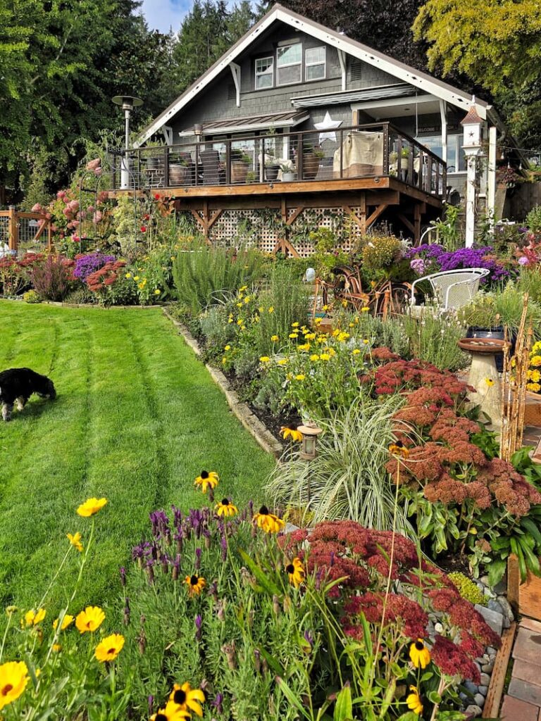 October cottage garden and cottage