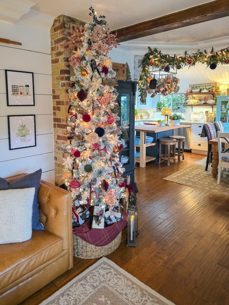 Moody theme Decorated Christmas tree in the living room