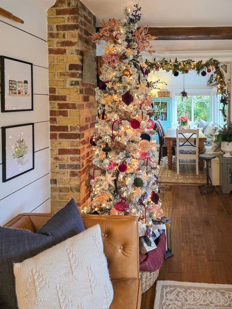 decorated Christmas tree in the living room