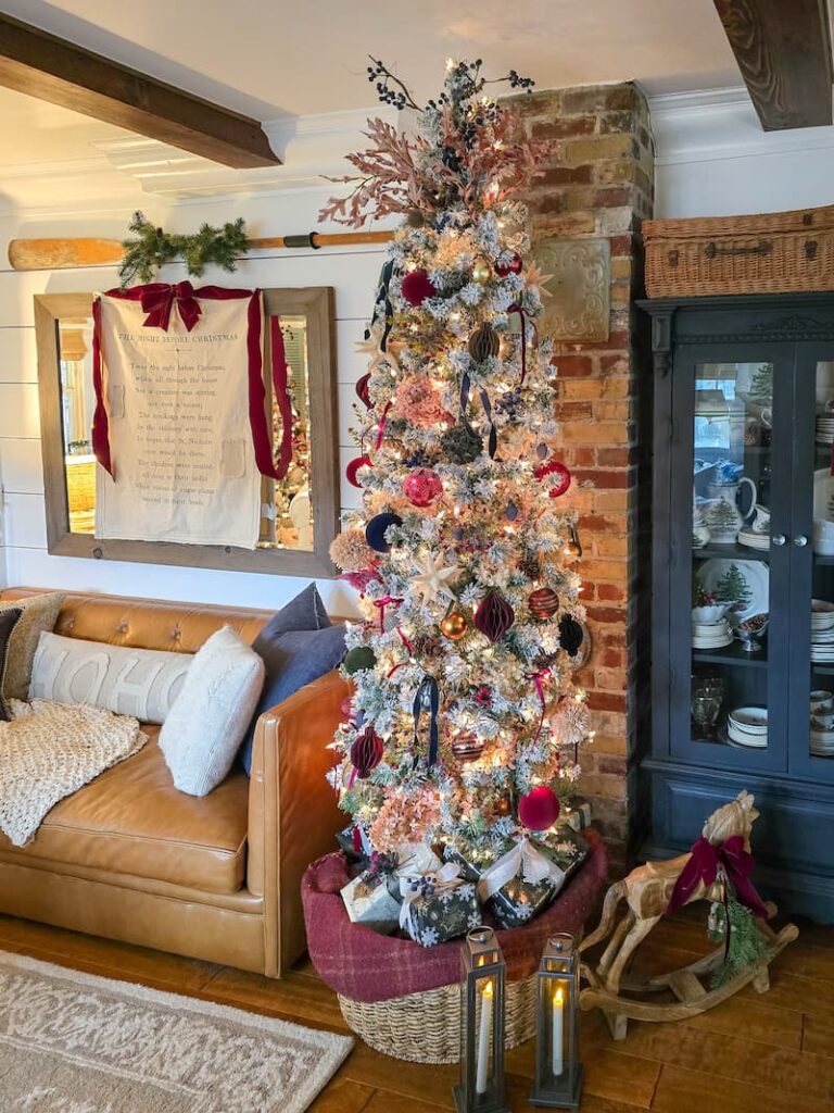 Moody theme Decorated Christmas tree in the living room