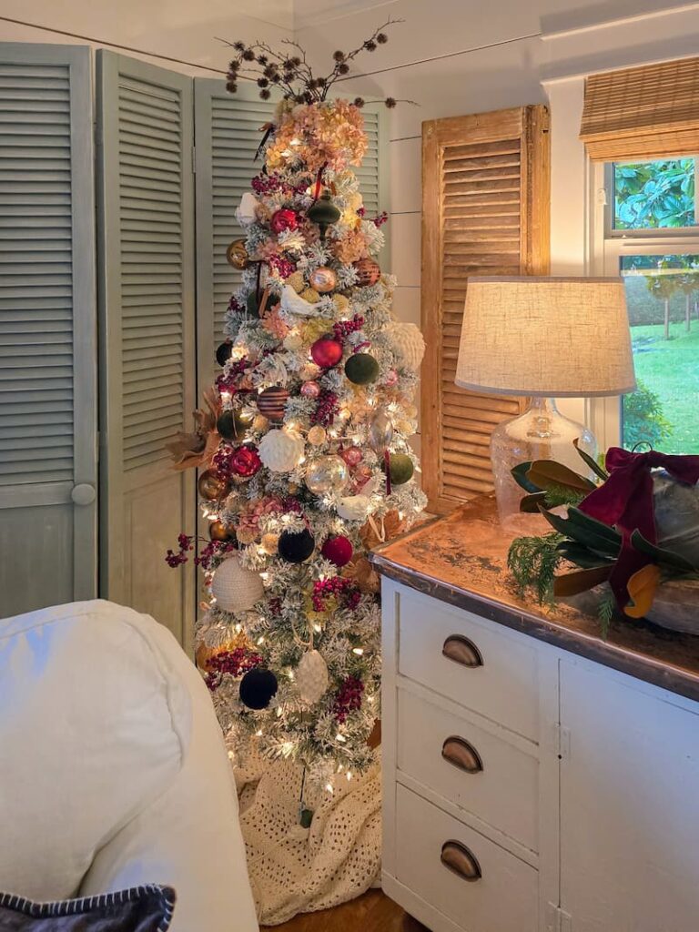 Moody theme Decorated Christmas tree in the living room