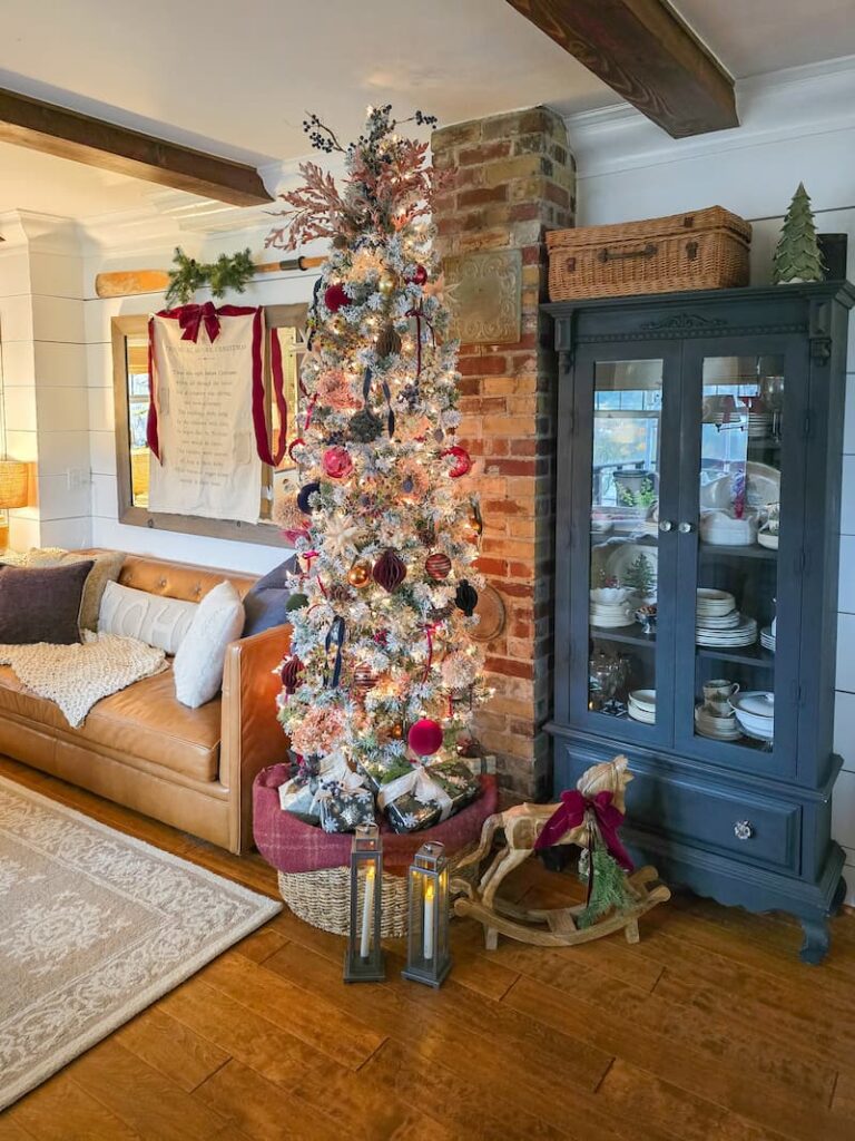 Moody theme Decorated Christmas tree in the living room