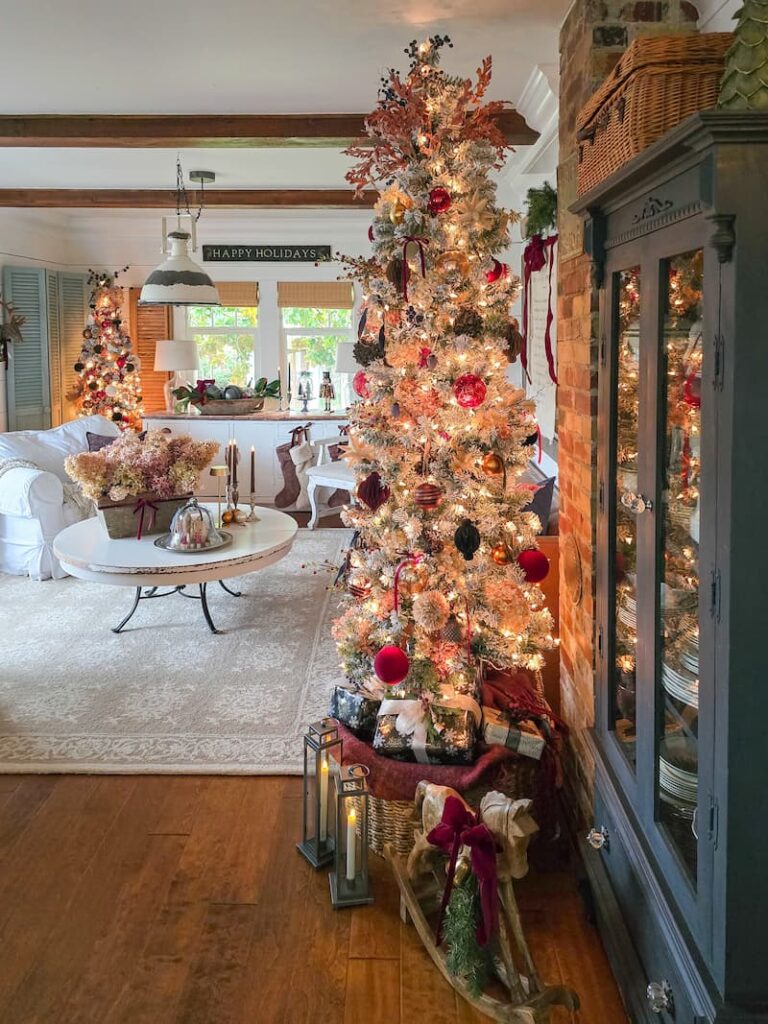 Moody theme Decorated Christmas tree in the living room