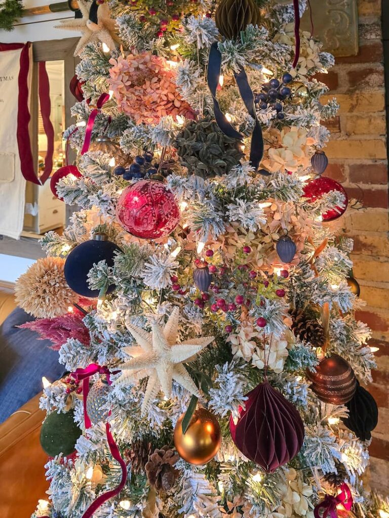 Moody theme Decorated Christmas tree in the living room
