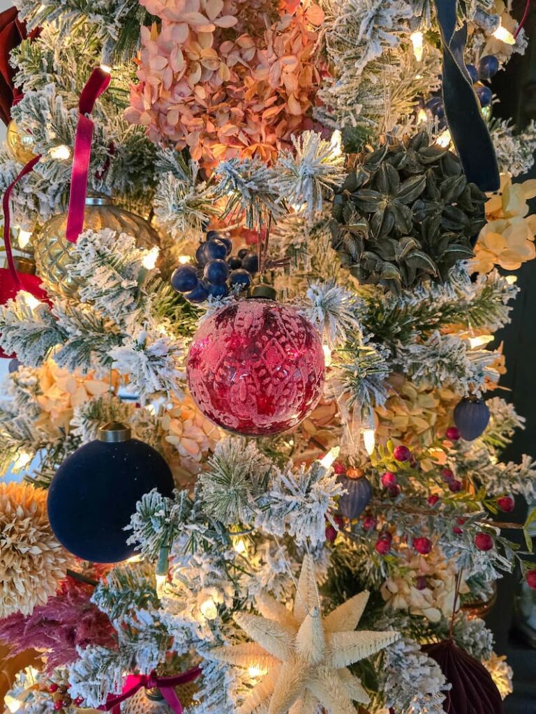 Moody theme Decorated Christmas tree in the living room