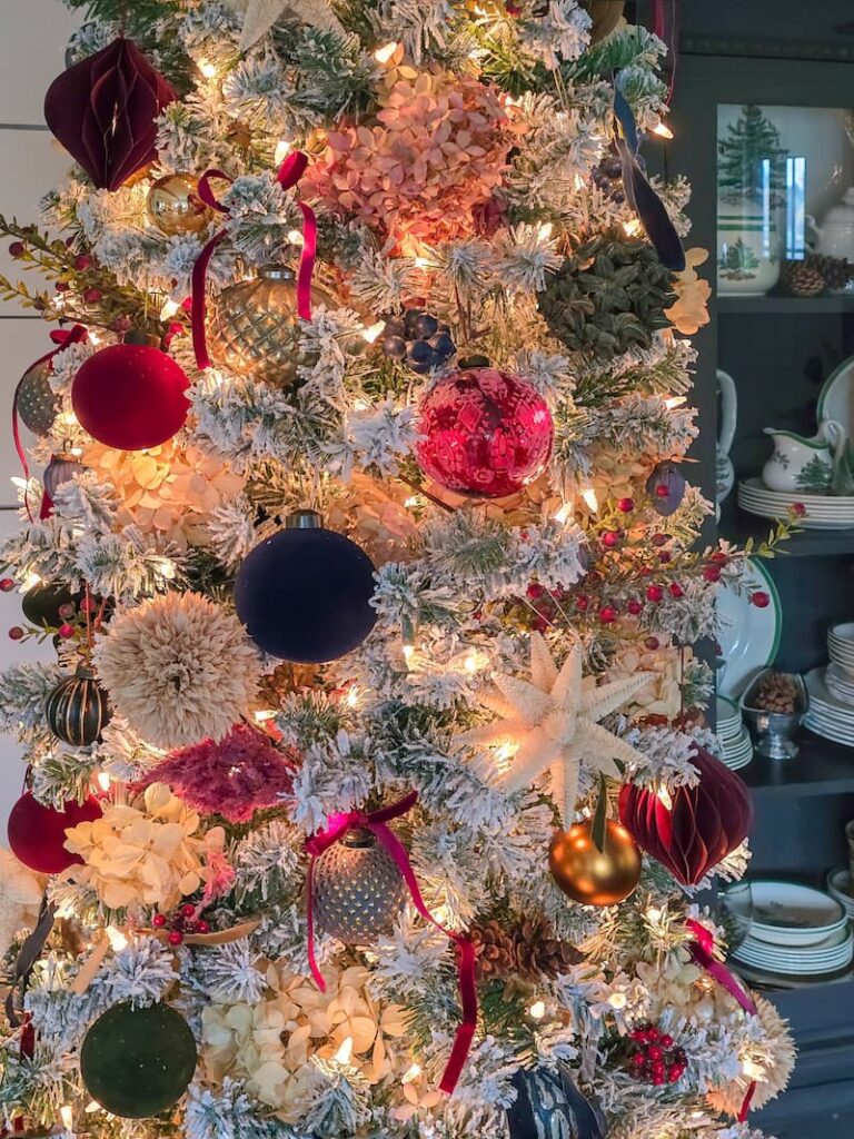 Moody theme Decorated Christmas tree in the living room