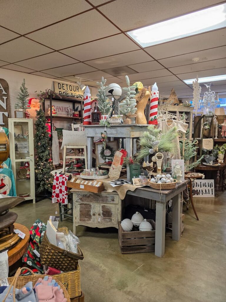 Rust and Relic Vintage store selling Christmas decorations
