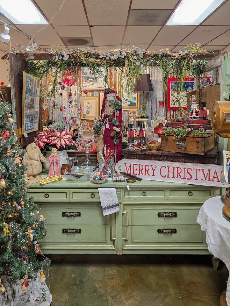Rust and Relic Vintage store selling Christmas decorations