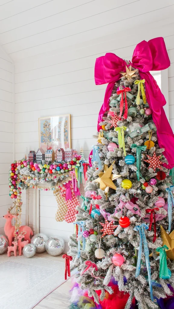 bright whimsical and cottage style Christmas tree