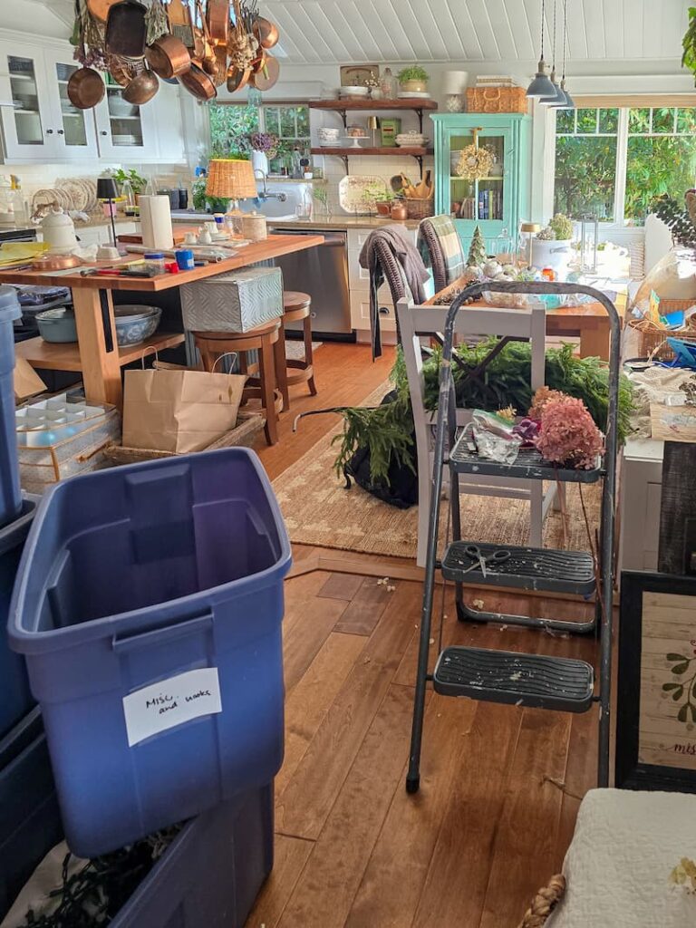 the mess when decorating for Christmas