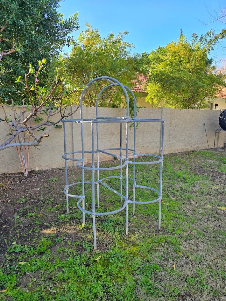 vintage monkey bars in backyard