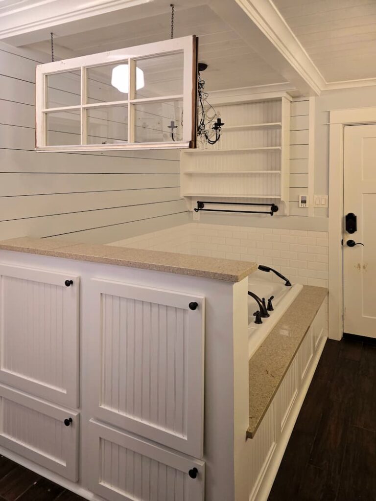 bathroom and bathtub