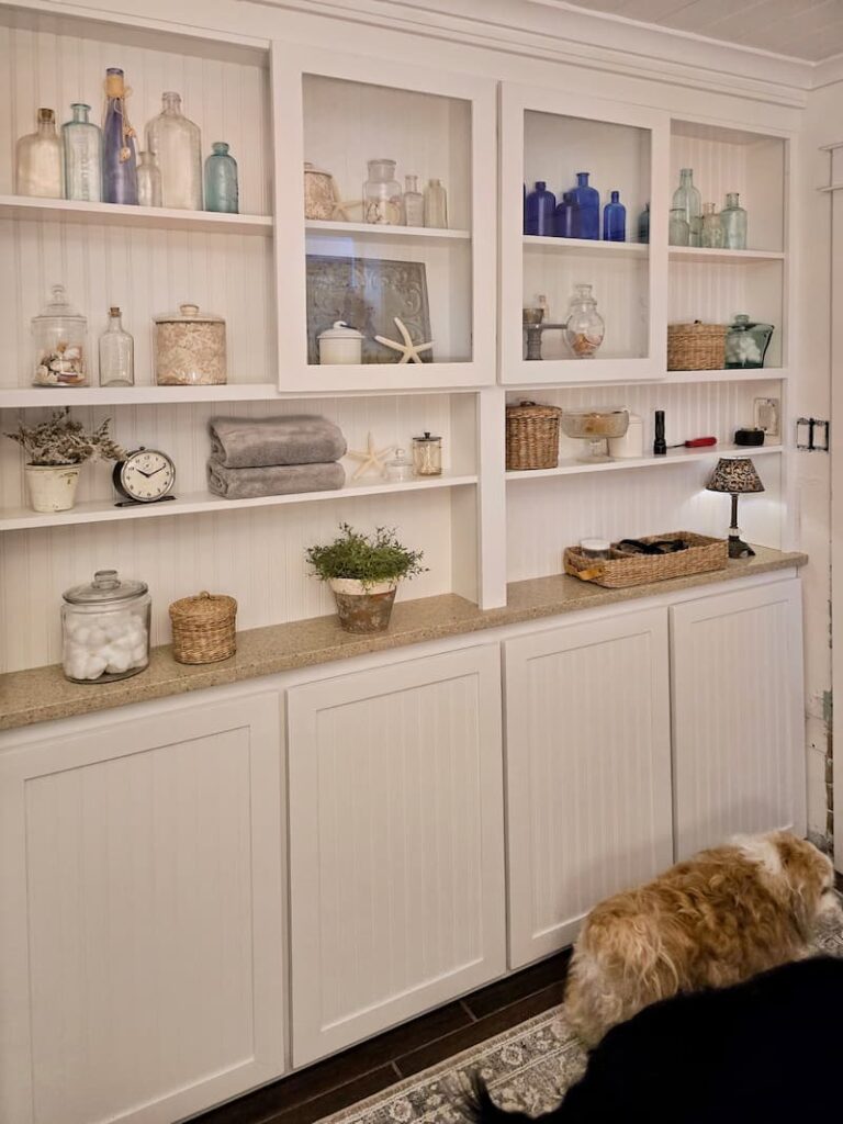 new built-in cabinet in the bathroom