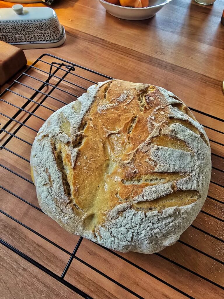 loaf of homemade sour dough bread