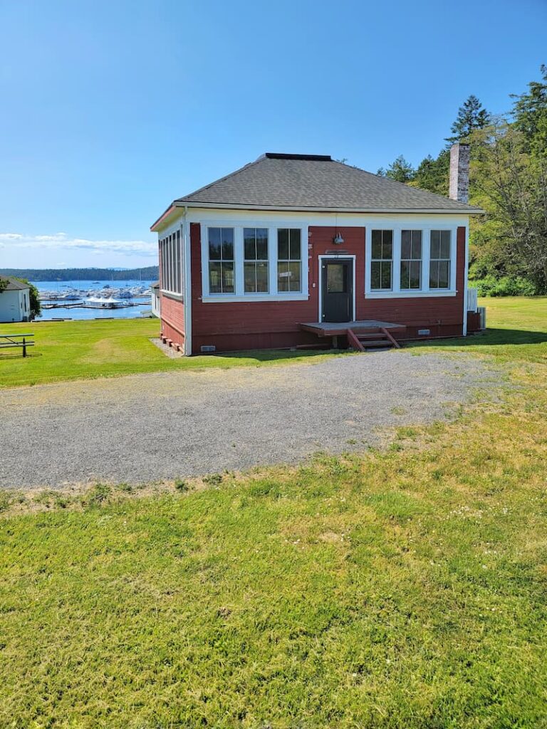 one of the historical red cottage at the Roche Harbor resort